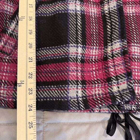ROXY Wool Blend Pink Black Plaid Peacoat Hidden Button Collared Size Large - Picture 13 of 15